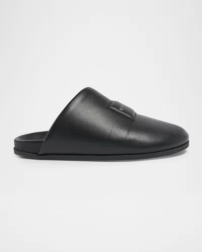 Givenchy Leather Slippers Featuring Flat Sole Design In Black