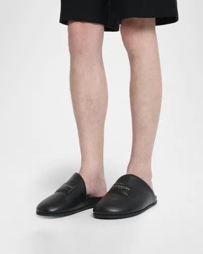Givenchy Leather Slippers Featuring Flat Sole Design In Black