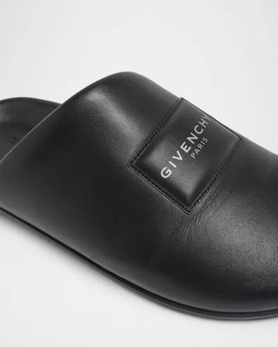 Givenchy Leather Slippers Featuring Flat Sole Design In Black