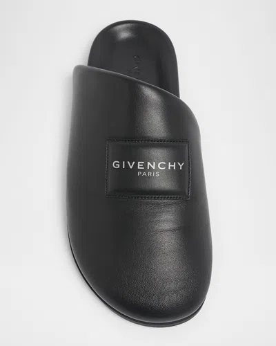 Givenchy Leather Slippers Featuring Flat Sole Design In Black