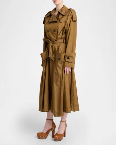 Chloé Lola Studded Leather Platform Sandals In Brown