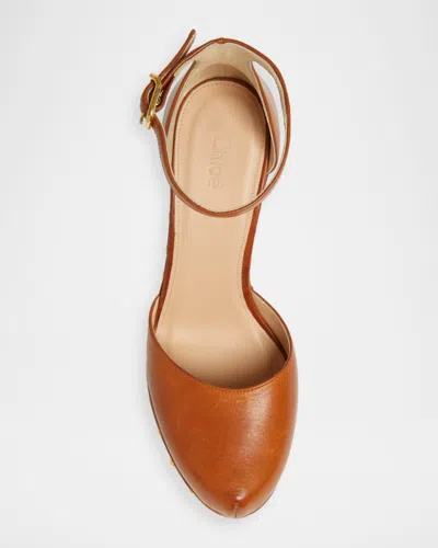 Chloé Lola Studded Leather Platform Sandals In Brown