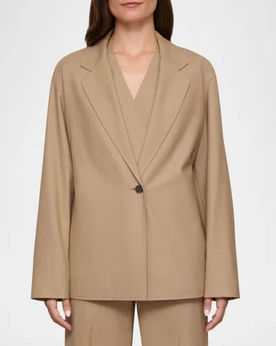 Lafayette 148 New York Tropical Wool Blend Tie Back Jacket In Nude