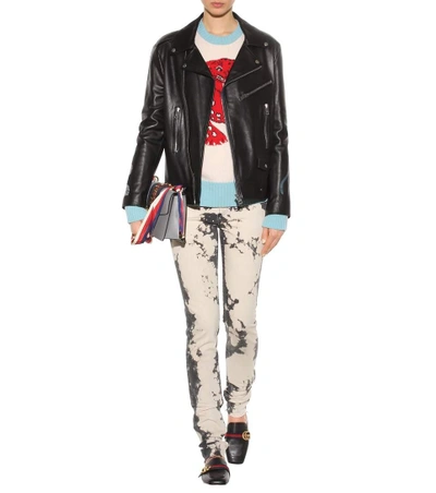 Shop Gucci Bleached Denim Jeans In Multicoloured
