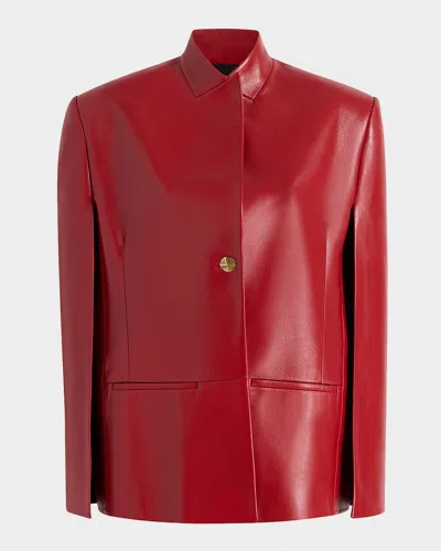 Khaite Dolso Single-breasted Leather Cape Jacket In Red
