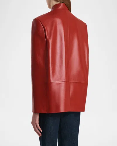 Khaite Dolso Single-breasted Leather Cape Jacket In Red