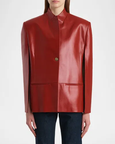 Khaite Dolso Single-breasted Leather Cape Jacket In Red