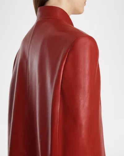 Khaite Dolso Single-breasted Leather Cape Jacket In Red