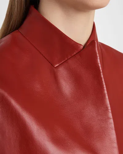 Khaite Dolso Single-breasted Leather Cape Jacket In Red
