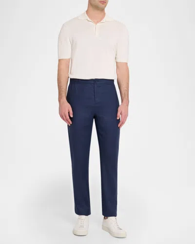 Bugatchi Aerolinen Linen Blend Pants In Blue