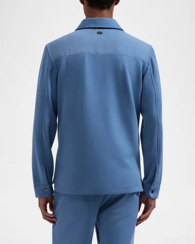 Bugatchi Soft Touch Knit Shirt Jacket In Blue