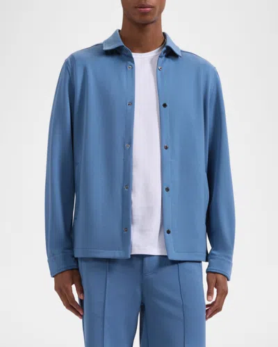 Bugatchi Soft Touch Knit Shirt Jacket In Blue