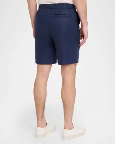 Bugatchi Trent Drawstring Linen Shorts In Blue