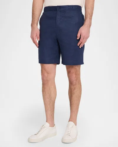 Bugatchi Trent Drawstring Linen Shorts In Blue