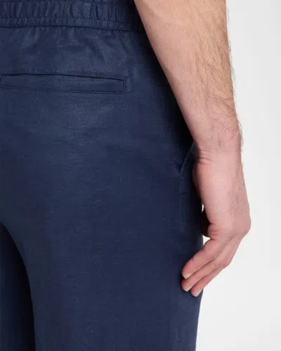 Bugatchi Trent Drawstring Linen Shorts In Blue