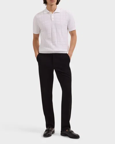 Bugatchi Textured Grid Polo Sweater In White