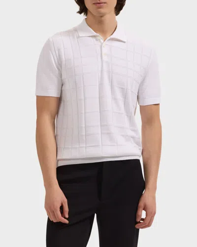 Bugatchi Textured Grid Polo Sweater In White
