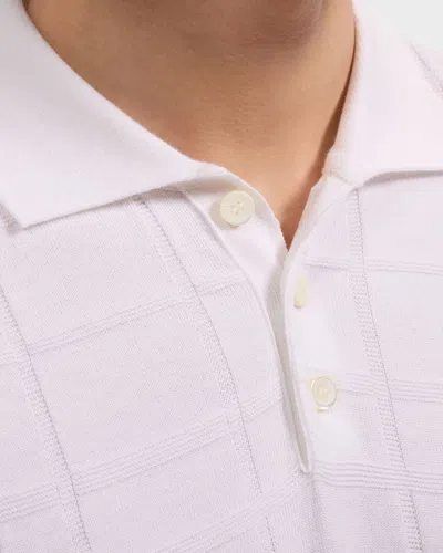 Bugatchi Textured Grid Polo Sweater In White