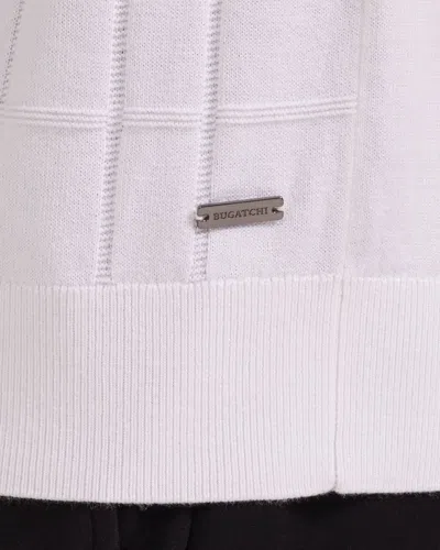 Bugatchi Textured Grid Polo Sweater In White