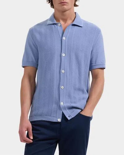 Bugatchi Short Sleeve Cardigan In Blue