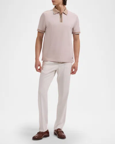 Bugatchi Quarter Zip Polo In Neutral
