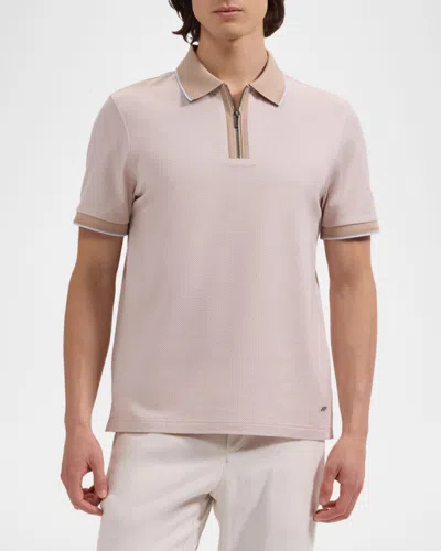 Bugatchi Quarter Zip Polo In Neutral