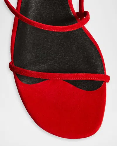 Khaite Loop Suede Kitten-heel Sandals In Red