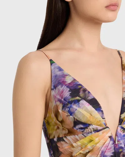 Zimmermann Luna Gathered Floral-print Linen And Silk-blend Mini Dress