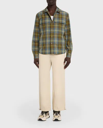 Moncler Checked Chest-pocket Overshirt In Green
