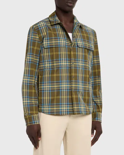 Moncler Checked Chest-pocket Overshirt In Green