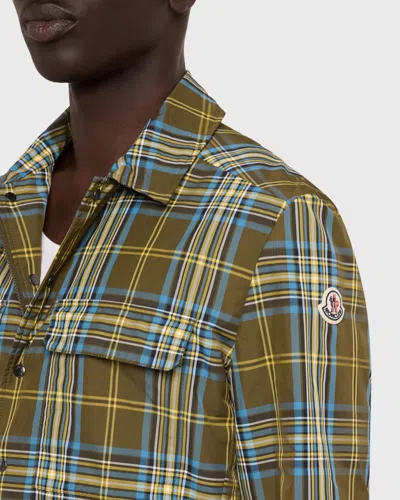 Moncler Checked Chest-pocket Overshirt In Green