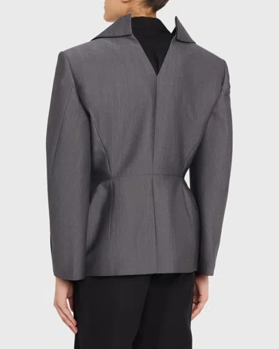 Givenchy Slashed Wool Single-breasted Jacket In Gray