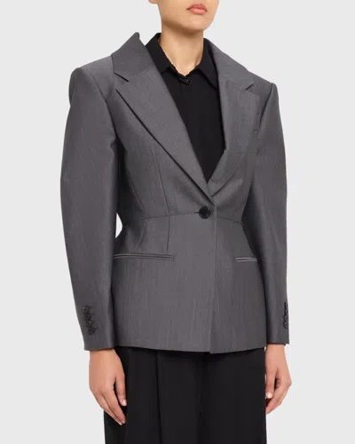 Givenchy Slashed Wool Single-breasted Jacket In Gray