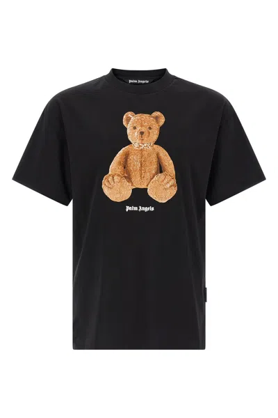 Palm Angels Cotton Crew Neck T Shirt Teddy Bear In Black