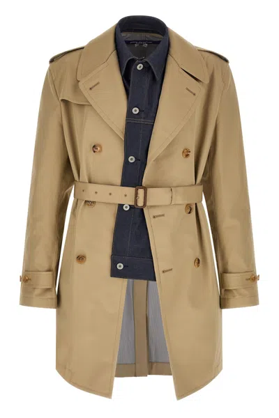 Junya Watanabe Cotton Double-breasted Coat In Brown