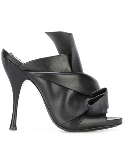 Shop N°21 Leather Bow Mules In Black