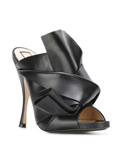 Shop N°21 Leather Bow Mules In Black