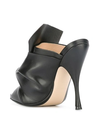Shop N°21 Leather Bow Mules In Black
