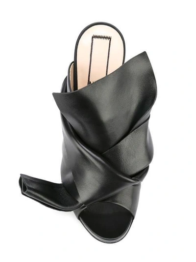 Shop N°21 Leather Bow Mules In Black