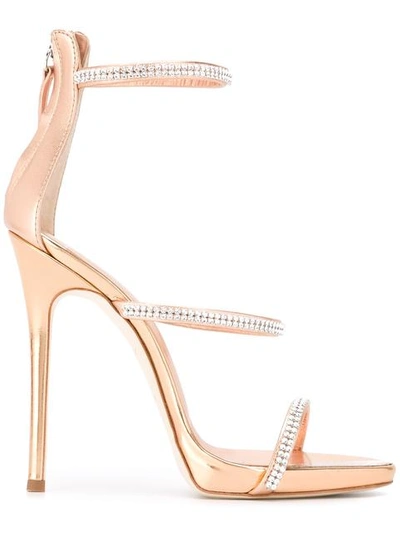 Giuseppe Zanotti Patent Leather 'harmony' Sandal With Crystals Harmony Sparkle In Bronze