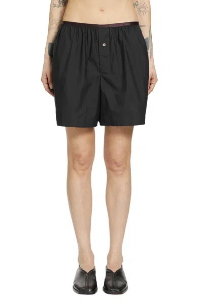 Lemaire Tailored Boxer Shorts Button Detail Pockets In Black