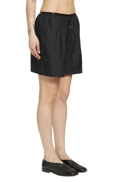 Lemaire Tailored Boxer Shorts Button Detail Pockets In Black