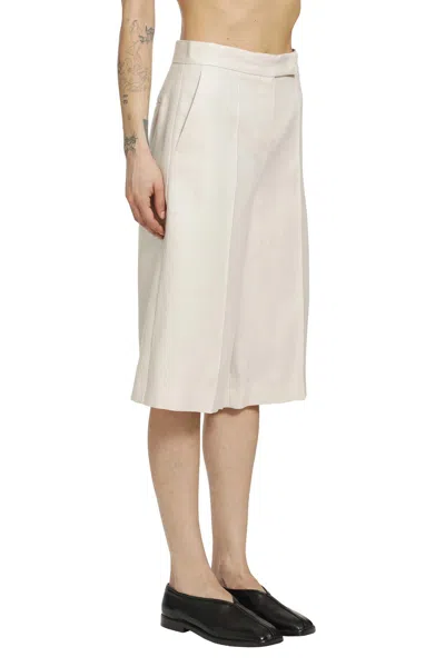 Max Mara Wool Tailored Shorts Pleats Buttoned Back Pockets In White