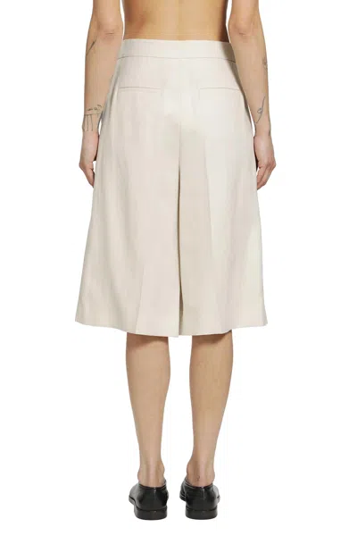 Max Mara Wool Tailored Shorts Pleats Buttoned Back Pockets In White