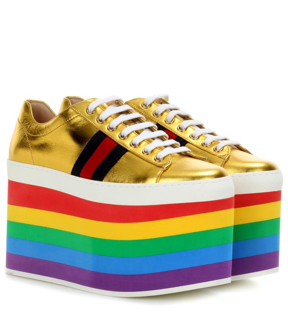 gucci metallic platform sneaker