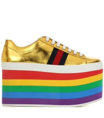 Shop Gucci Platform Sneakers In Gold