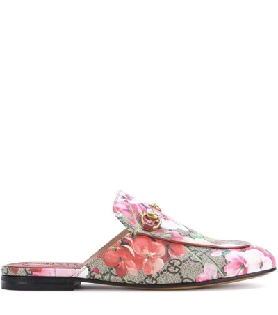 Shop Gucci Princetown Canvas Slippers In Leige Eloey