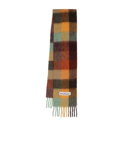 Acne Studios Multi Check Scarf In Brown