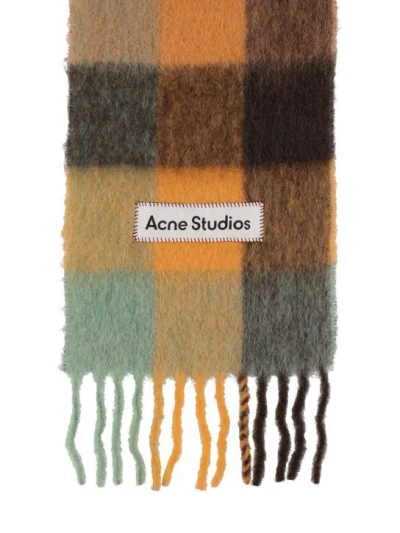 Acne Studios Multi Check Scarf In Brown
