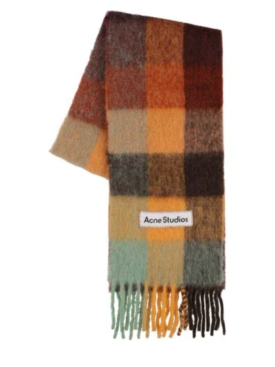 Acne Studios Multi Check Scarf In Brown